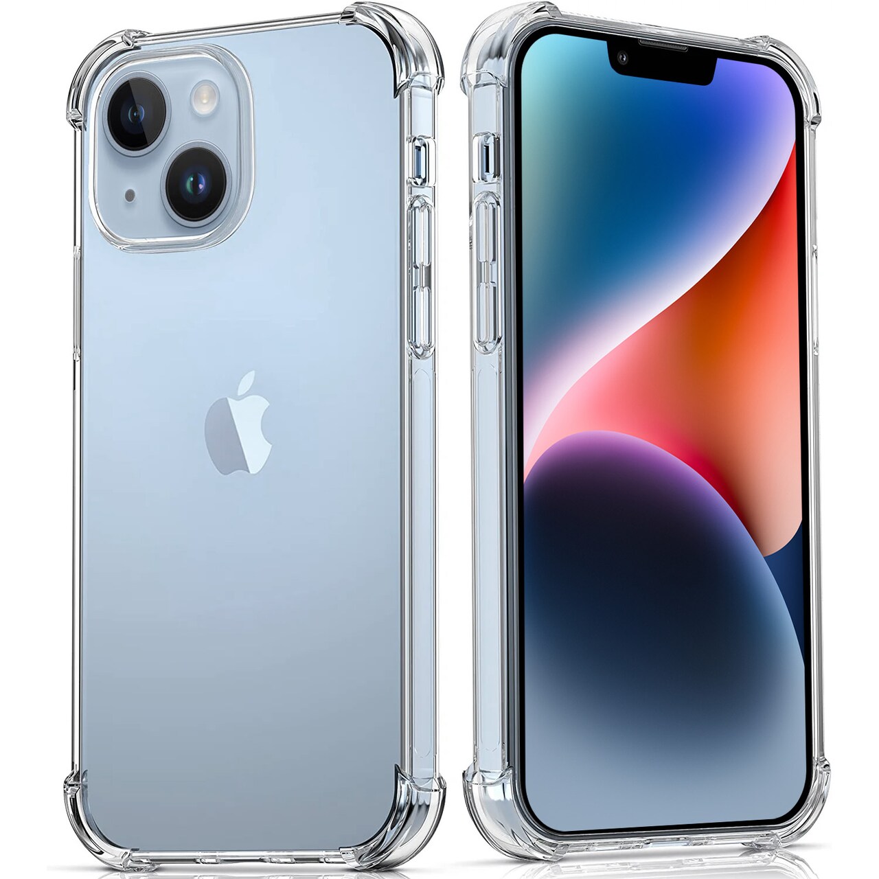 Crystal Clear Case for iPhone 14, 14 Plus, 14 Pro, 14 Pro Max, Shock Absorption Bumper, Soft Flexible TPU, Anti-Drop, Anti-Fingerprint, 3600 Shockproof, Screen & Camera Protective, Transparent Protective Back Cover, For all iPhone 14 models